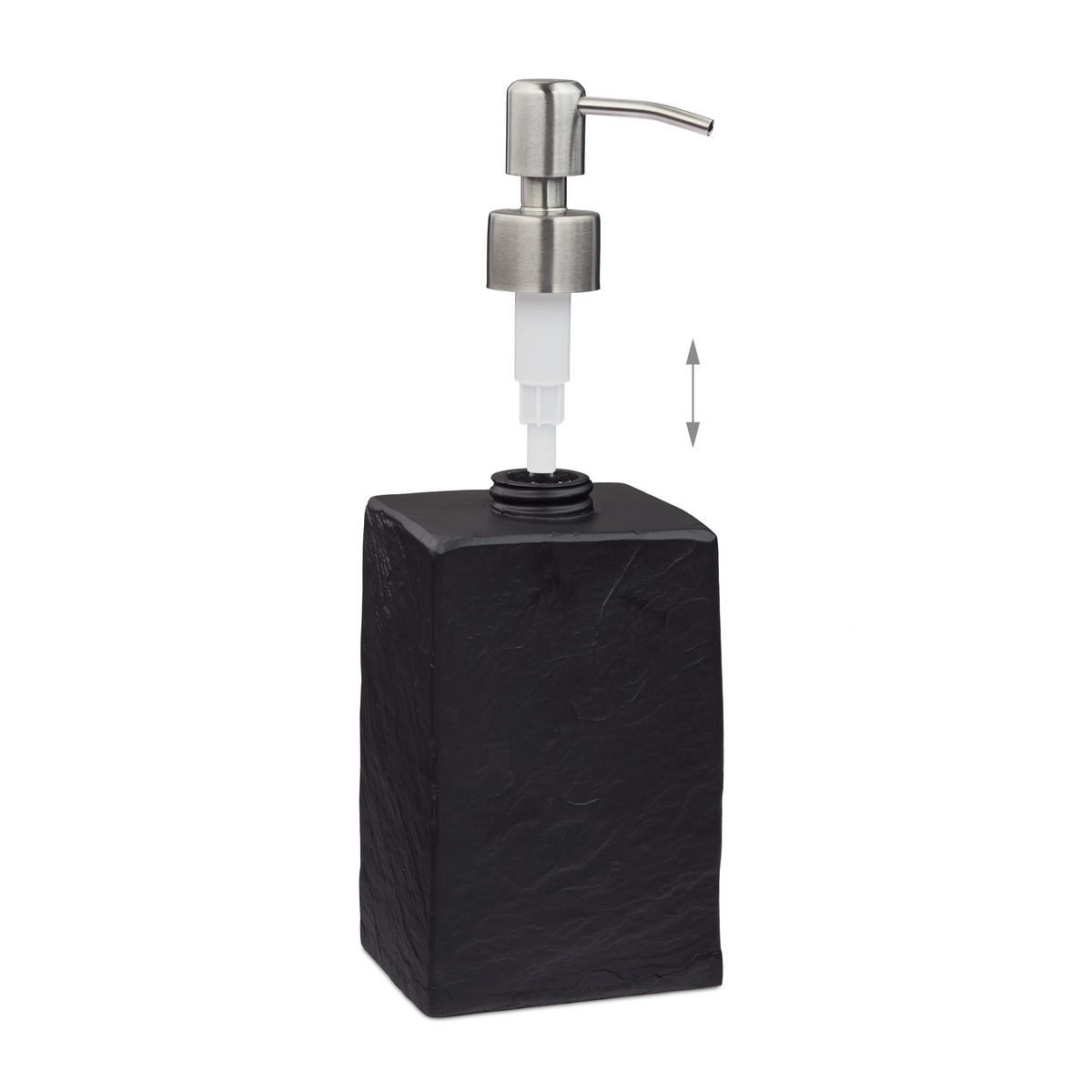 SEIFENSPENDER - Schwarz, Kunststoff/Metall (7.5/17.5/8cm) - Relaxdays