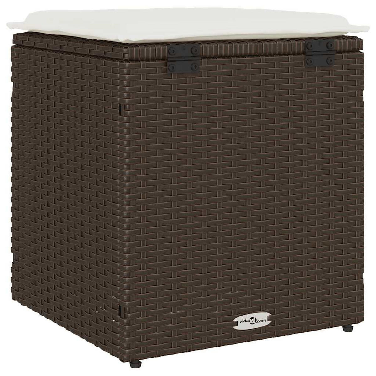 GARTENHOCKER Mit Kissen 2 Stk. Braun 40/40/43 Cm Poly Rattan - Creme, Kunststoff (40/43/40cm) - vidaXL