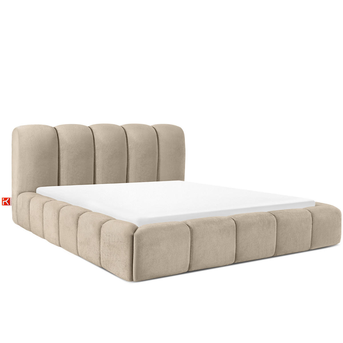 POLSTERBETT MERIDE Chenille, Graubeige - Beige/Schwarz, Holz/Textil (180/200cm) - KONSIMO®