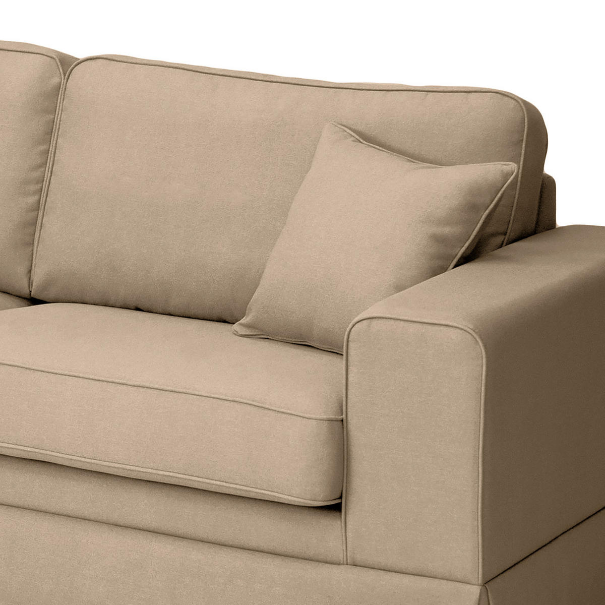 ECKSOFA mit Husse - Longchair, Webstoff - Hellbraun/Schwarz, Kunststoff/Textil (300/165cm) - home24