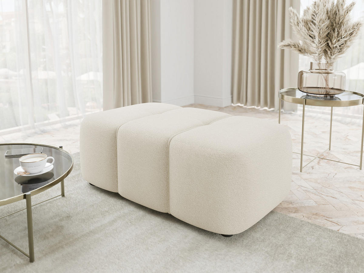 POLSTERHOCKER Furyn - Creme/Schwarz, Holzwerkstoff/Kunststoff (93/38/62cm) - MIRJAN24