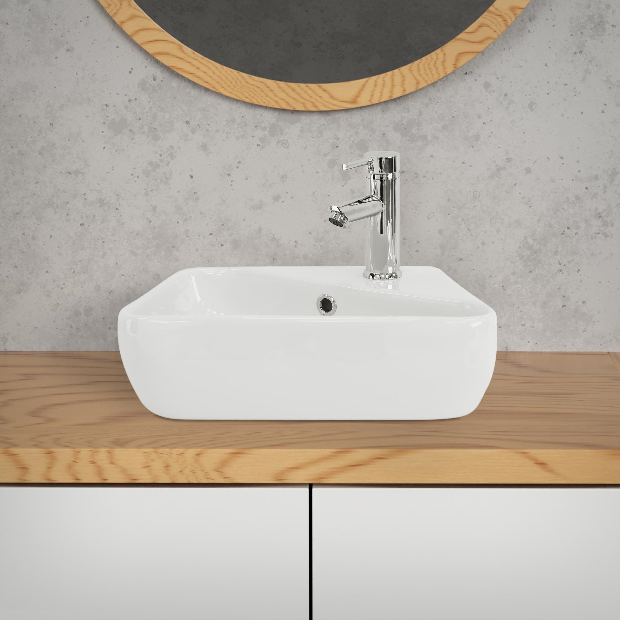WASCHBECKEN - Weiß, Keramik (27/15/45cm) - ML-DESIGN