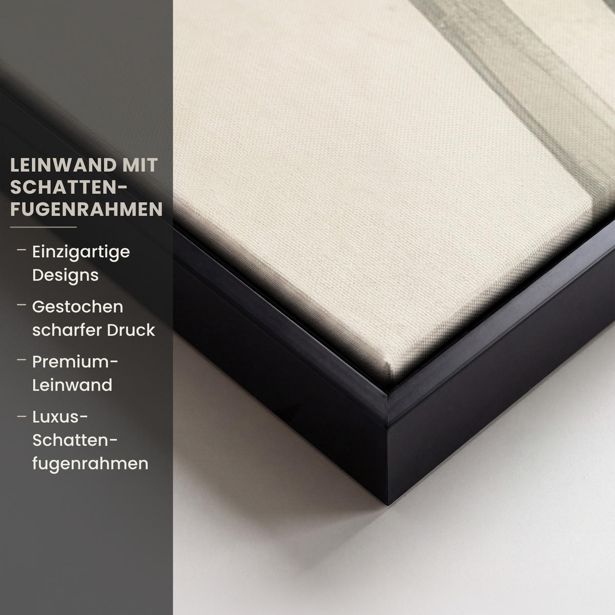 LEINWAND Bilder mit Rahmen - Japandi - Bambus - Beige - 90x90 - Eukalyptusholzfarben, Textil (90/90cm) - MuchoWow