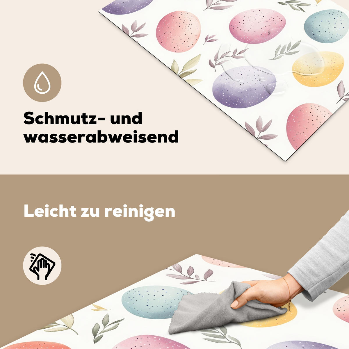 HERDABDECKPLATTE Eier - Bunt - Muster Induktionsschutz 81.6x52.7 cm - Weiß, Kunststoff (81.6/52.7/0.2cm) - MuchoWow