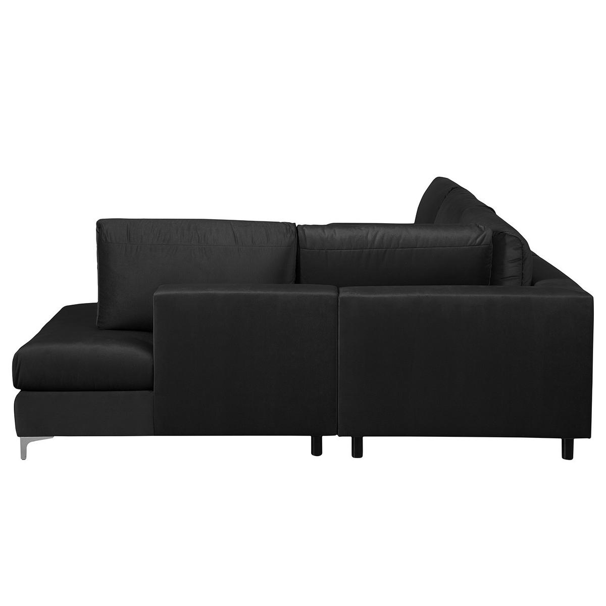 ECKSOFA mit Ottomane - Chromfarben/Dunkelgrau, Textil/Metall (302/1cm) - home24