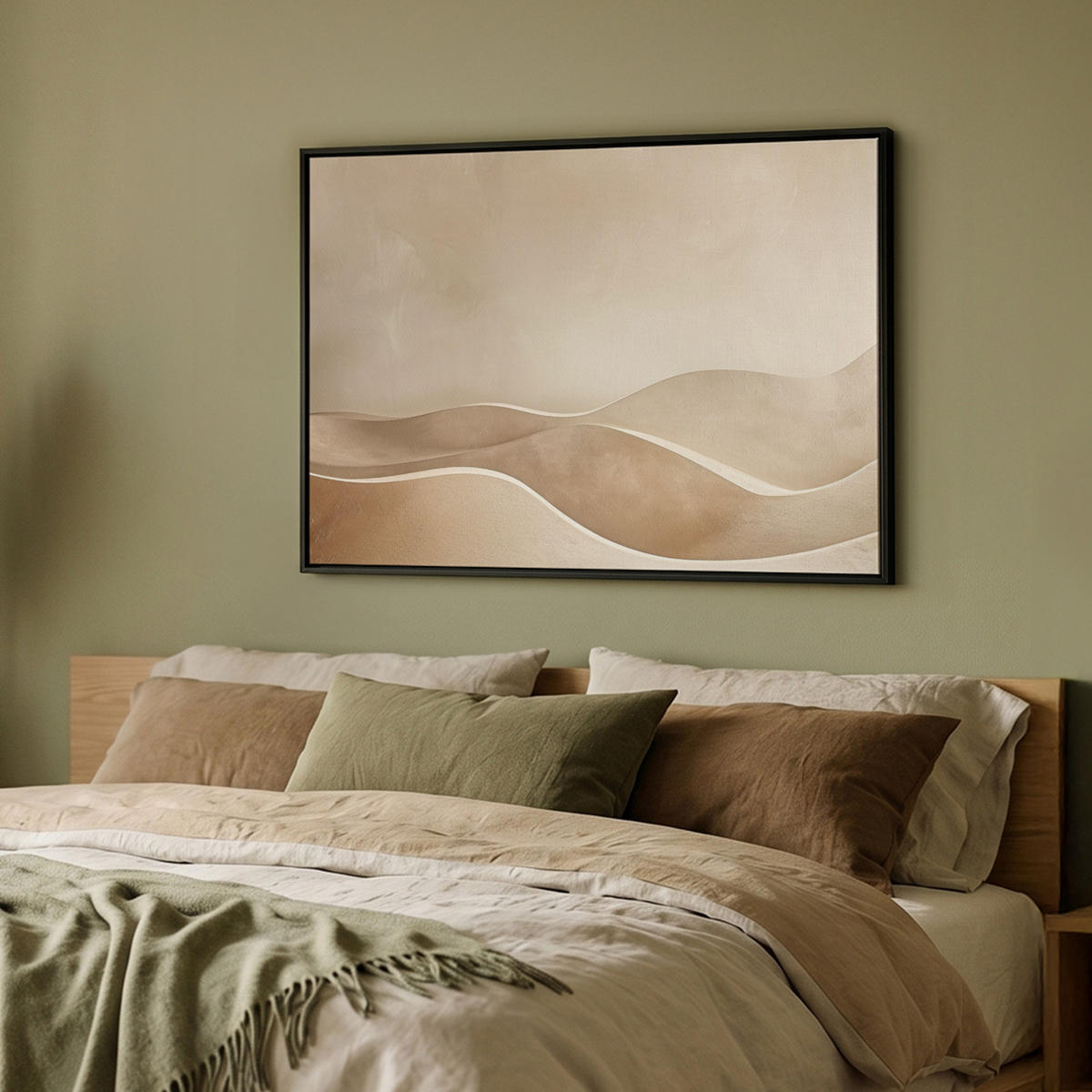 LEINWAND Bilder mit Rahmen - Beige - Natur - Abstrakt - Modern - 100x70 - Beige, Textil (100/70cm) - MuchoWow