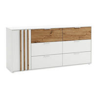 KOMMODE - 163 cm x 35 cm - holz - naturfarben hell, weiß Tunalo - Weiß, Holz (163/80/35cm) - Vente-Unique