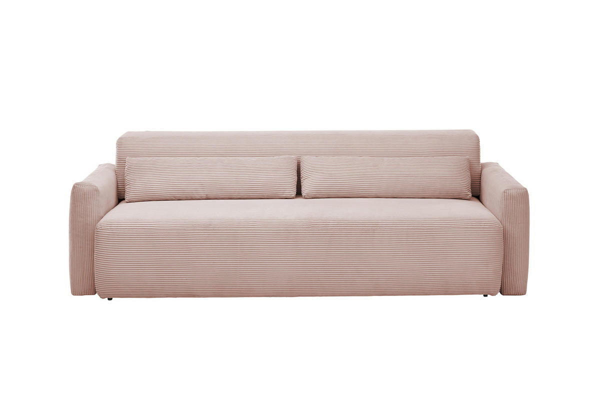 SCHLAFSOFA NEO Pink Cord - Pink/Schwarz, Kunststoff/Textil (233/75/108cm) - KAWOLA