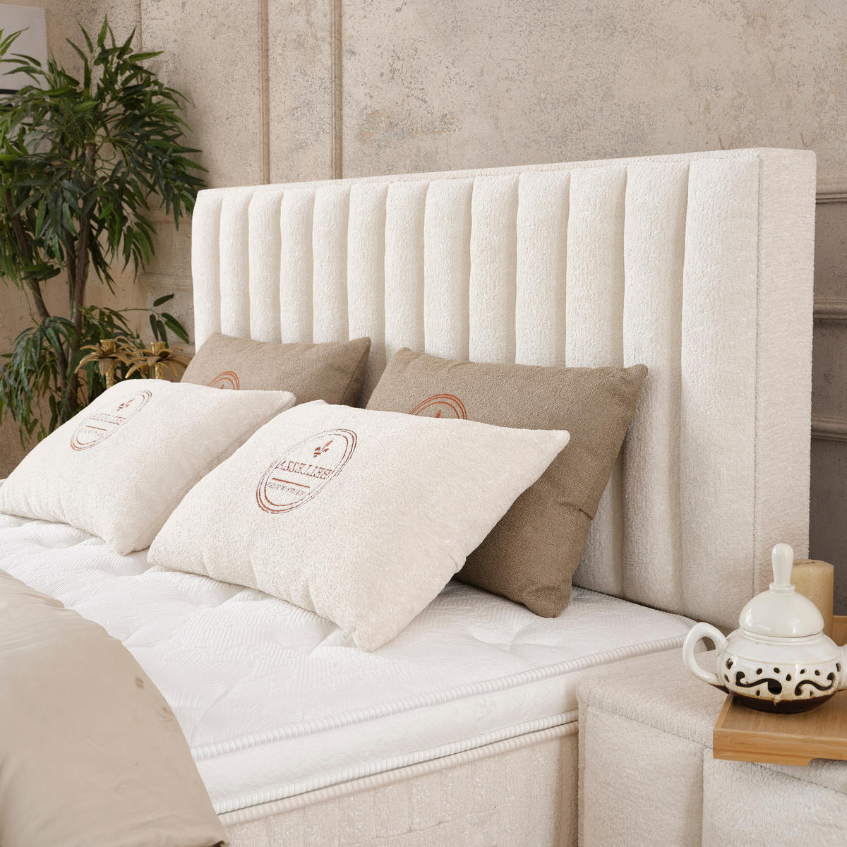 BOXSPRINGBETT Belezza Bett Boxspringbett 140x200 mit matratze - Beige, Holz (140/200cm) - Gowoll