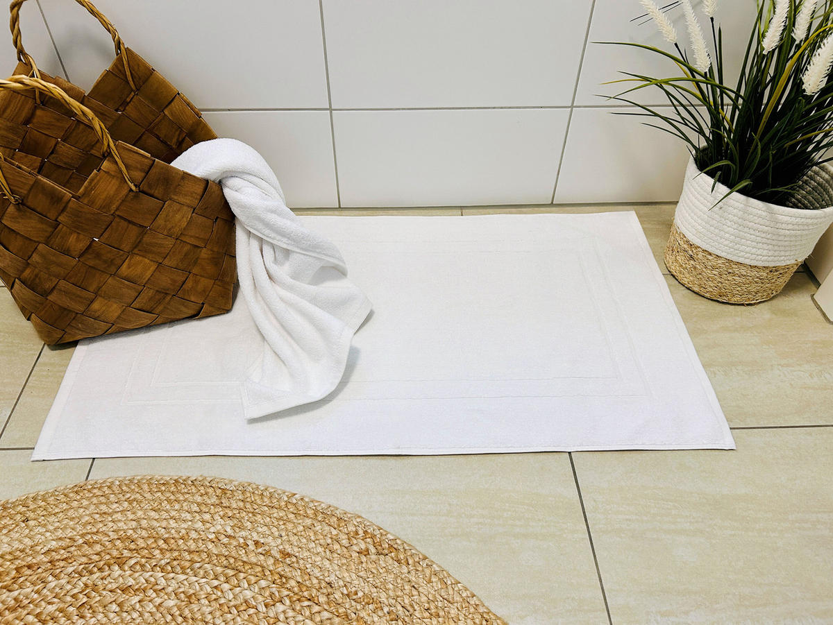 BADEMATTE, 2er-Set, 50x90 cm, 100% Baumwolle, Weiß - Weiß, Textil (50/90cm) - Zollner