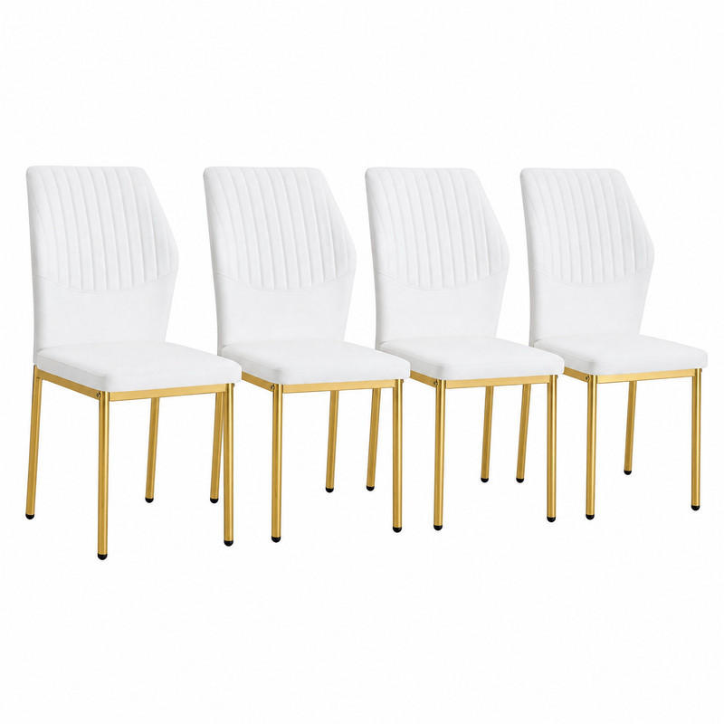 ESSZIMMERSTÜHLE 4er-Set mit Polsterung PU Weiß Gold - Weiß, Metall (42.6/93/43cm) - Meubliv
