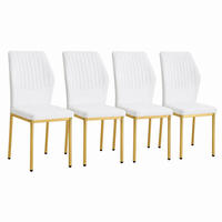 ESSZIMMERSTÜHLE 4er-Set mit Polsterung PU Weiß Gold - Weiß, Metall (42.6/93/43cm) - Meubliv