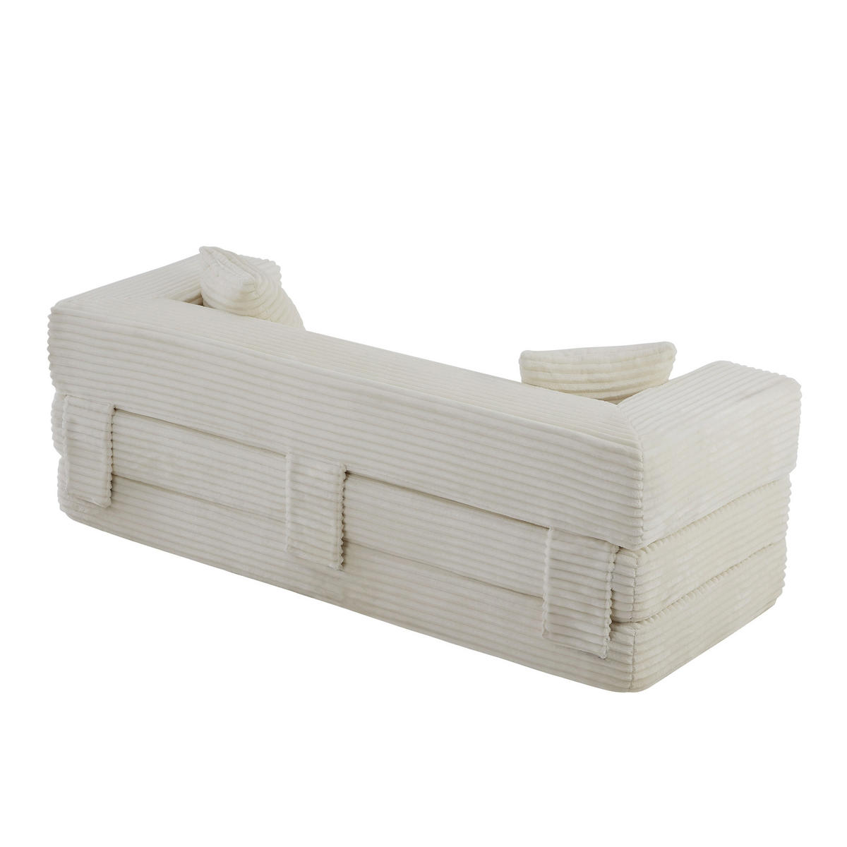 SCHLAFSOFA aus Cord in Weiß 2-lagiges Design & zum Doppelbett ausklappbar - Weiß, Textil (76/60/200cm) - Urban Meuble