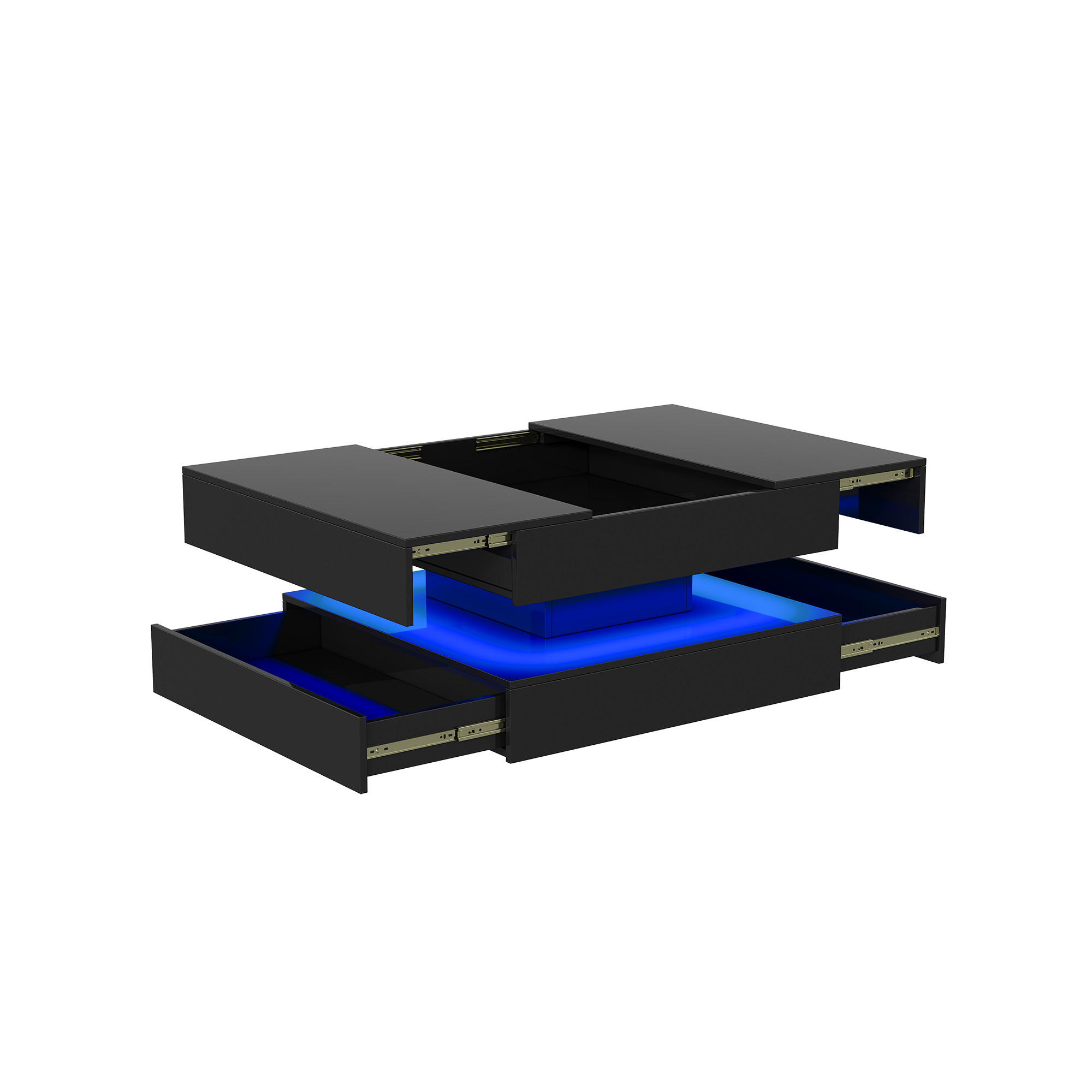 LED-COUCHTISCH Hochglanz Schwarz mit Stauraum & RGB-Beleuchtung - Schwarz, Holz (78/78/43cm) - SHOPENTRA