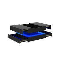 LED-COUCHTISCH Hochglanz Schwarz mit Stauraum & RGB-Beleuchtung - Schwarz, Holz (78/78/43cm) - SHOPENTRA