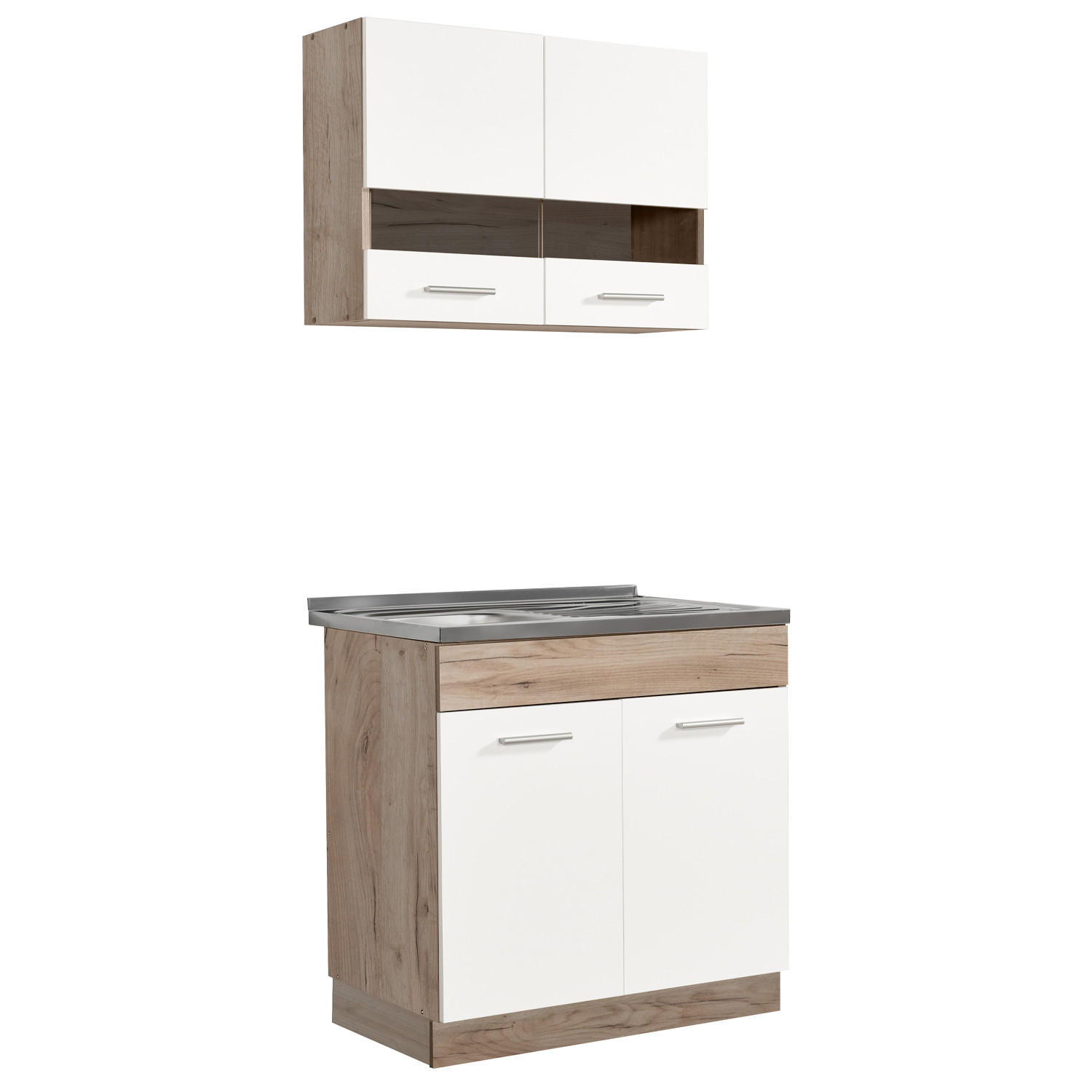 KÜCHENLEERBLOCK 80 cm in Weiß - Silberfarben/Weiß, Holz (80/206/51cm) - Homestyle4u