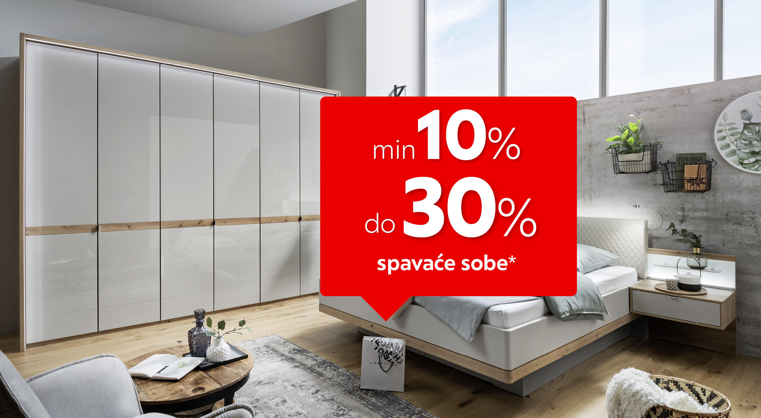 min 10% do 30% spavaće sobe*