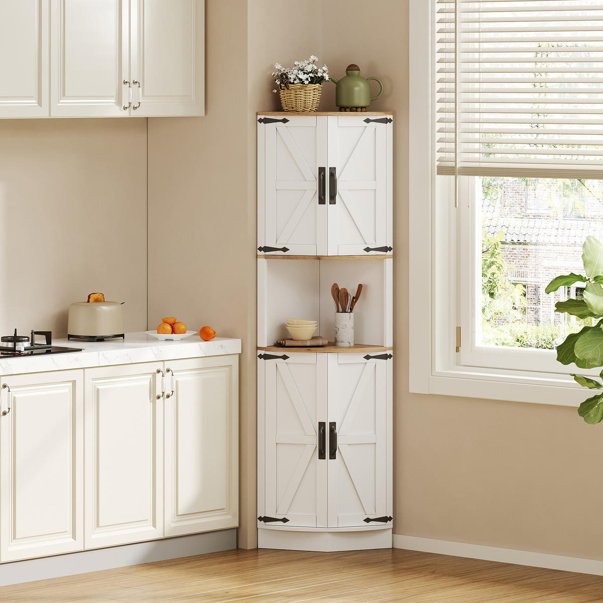 HIGHBOARD DE-38649 39,5/39,5/180 cm 5 Staufächer Weiß - Weiß, Holzwerkstoff (39.5/180/39.5cm) - ComfortXL