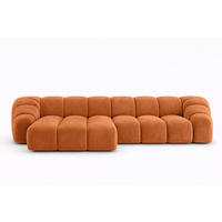 ECKSOFA Modulare L-Form, Veloursstoff Bluvel, Zimtfarbe, Links, CROISSANT L - Orange, Holz (305/190cm) - Kaiser Möbel
