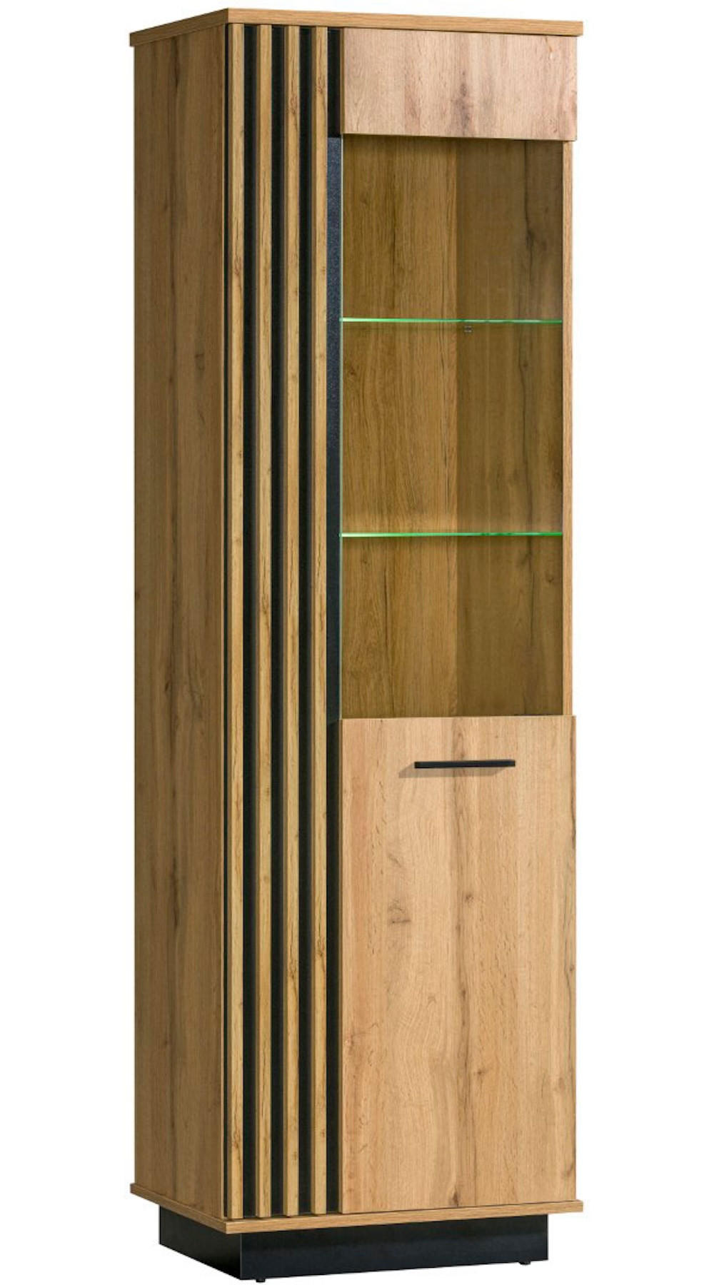 VITRINE Lamia Wotan Eiche / schwarz 60 / 40 / 193cm - Eiche Wotan/Schwarz, Holz/Holzwerkstoff (60/193/40cm) - Feldmann-Wohnen