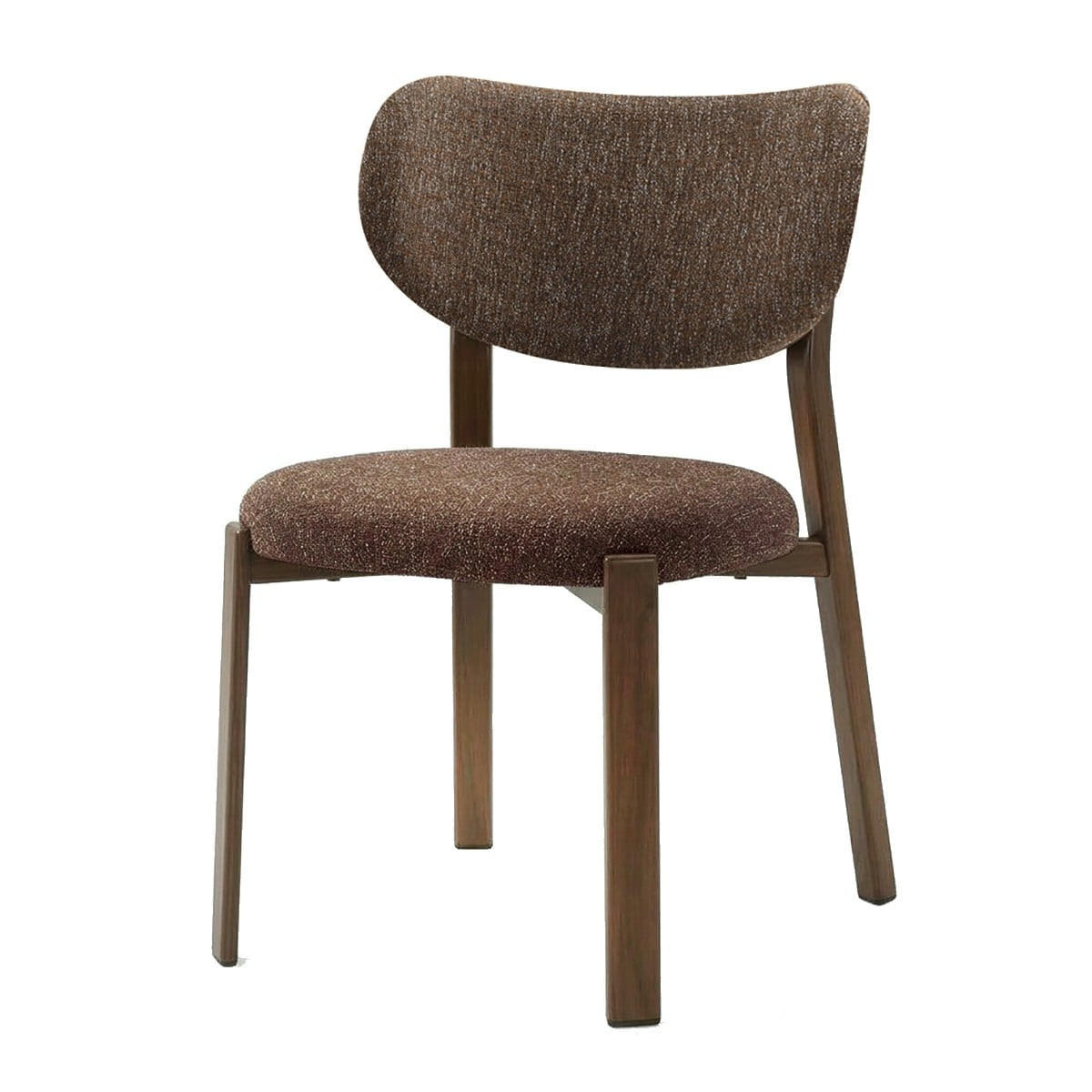 STÜHLE 2er-Set brauner Stoff und Beine in Nussbaumdekor 53/52/77 cm - Braun, Textil (52/77/59cm) - Calicosy