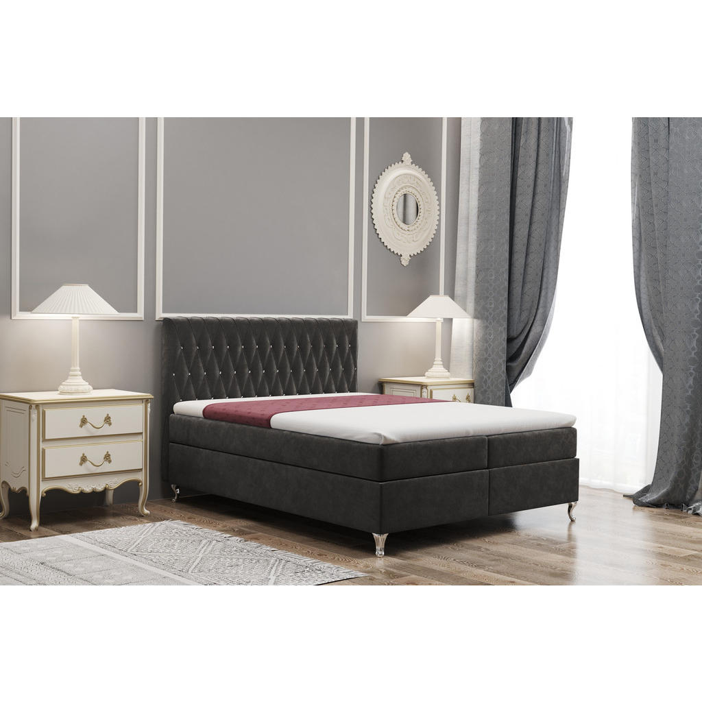 Thumbnail - Kaiser Möbel Boxbett, Dunkelgrau, Textil, H2, einzeln stellbar, 180x200 cm, FSC Mix, Schlafzimmer, Betten, Boxspringbett...