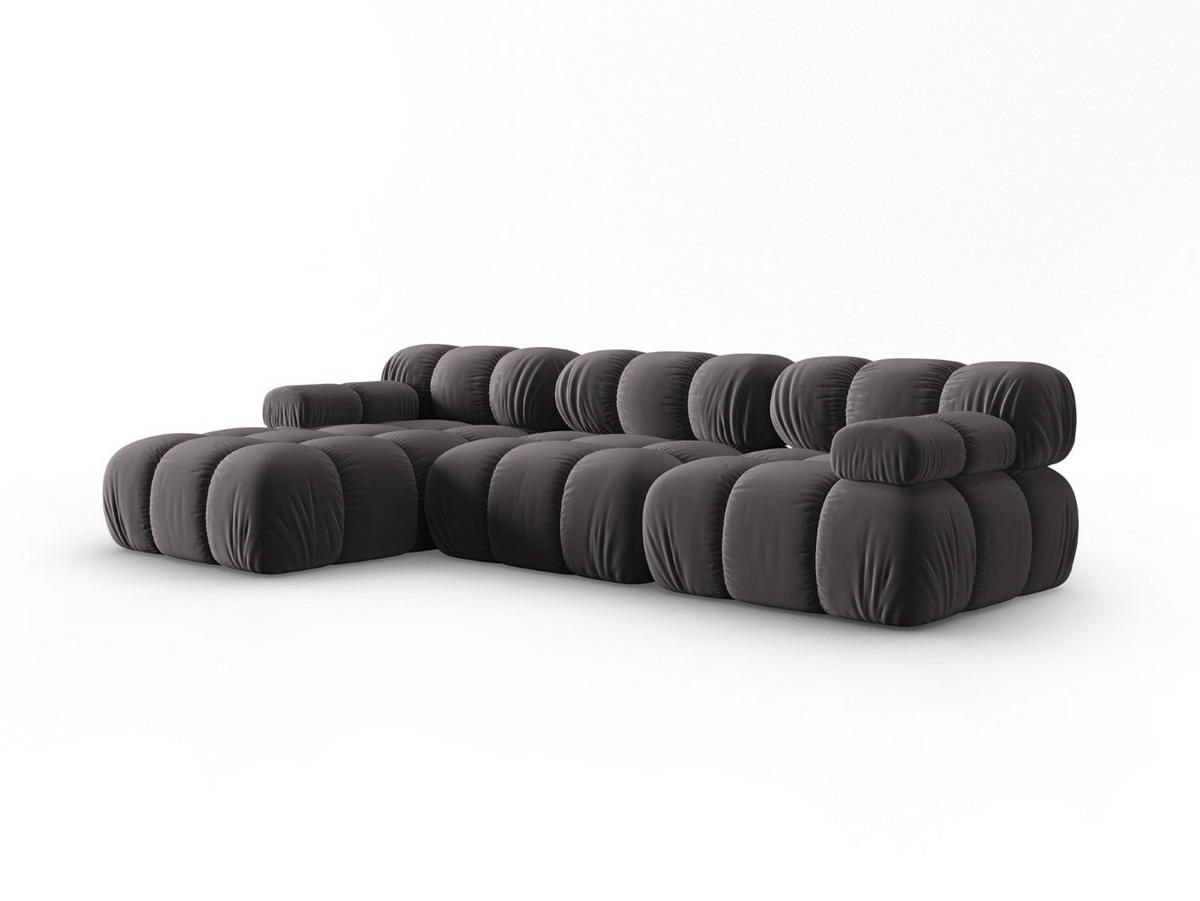MODULARES-ECKSOFA links Bellis aus Samt dunkelgrau 4 Sitzplätze - Dunkelgrau, Textil (122/285cm) - Micadoni