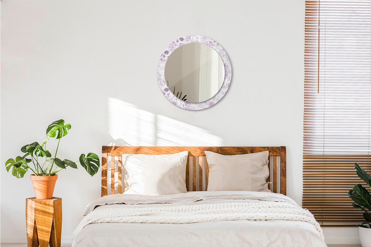 SPIEGEL Rund Ø 60 cm mit Aufdruck - Violett, Glas (60/60/0.4cm) - Wallfluent
