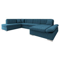 ECKSOFA Bergen Cord, Seite: Rechts - Blau/Silberfarben, Holz/Textil (345/76/205cm) - MIRJAN24