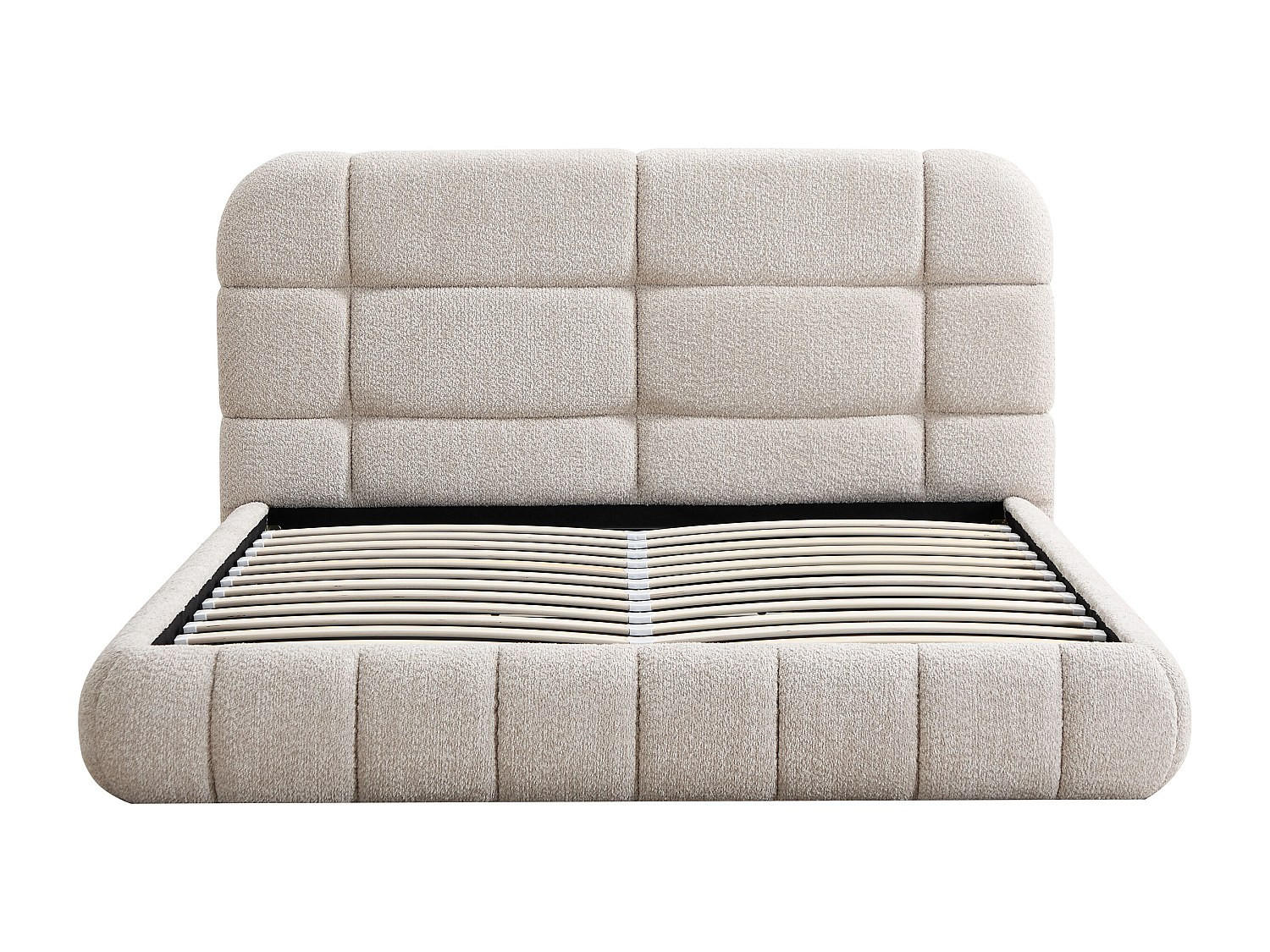 BETT mit Bettkasten - 2 Personen - stoff - beige Foriosy - Beige, Textil (180/200cm) - Vente-Unique