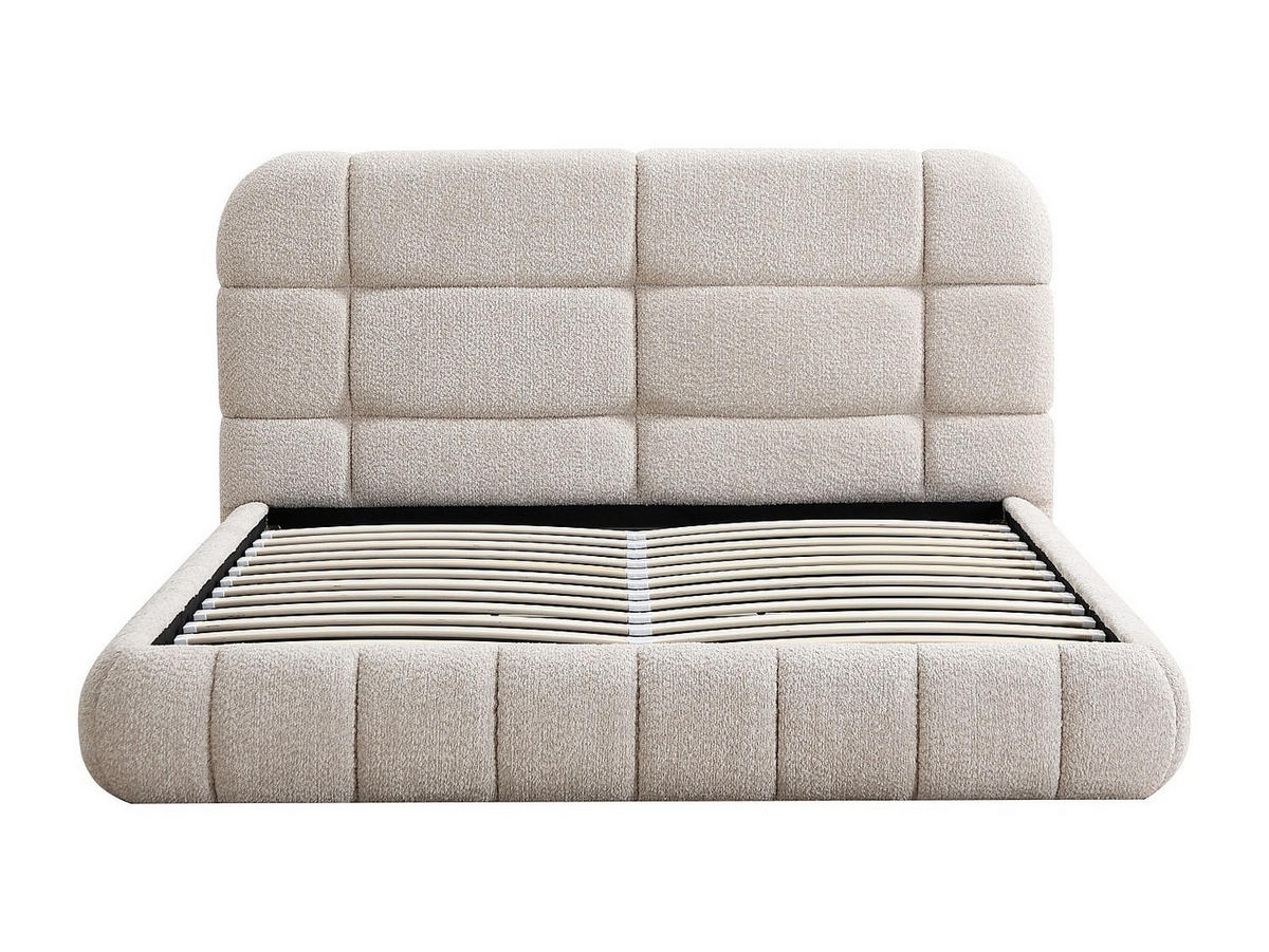 BETT mit Bettkasten - 2 Personen - Stoff - Beige - Beige, Textil (180/200cm) - Vente-Unique