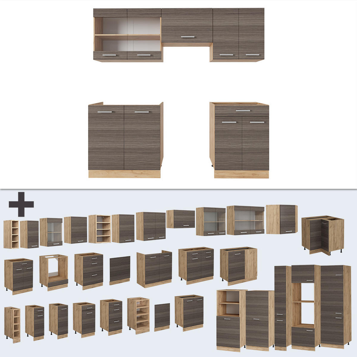 Honigeiche/Grau, Holzwerkstoff (200/81.6/46cm) - Vicco
