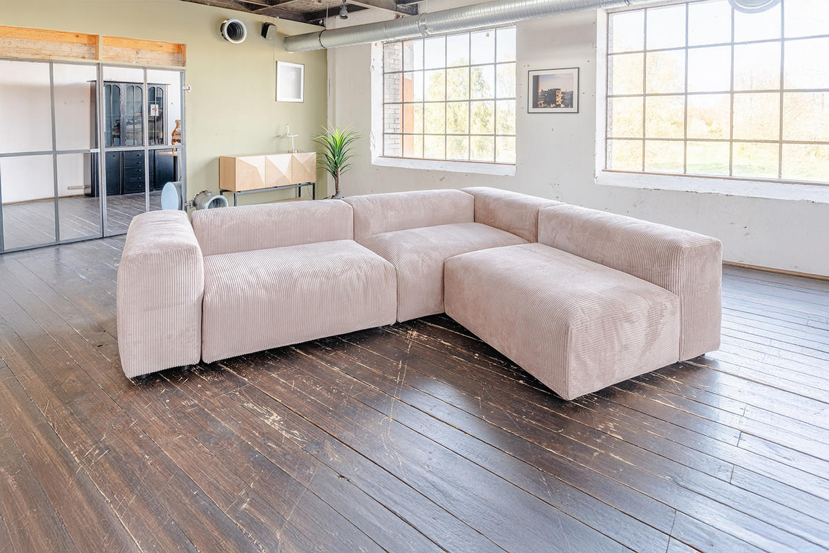 MODULSOFA MIA Taupe Cord - Taupe/Schwarz, Kunststoff/Textil (418/72/120cm) - KAWOLA