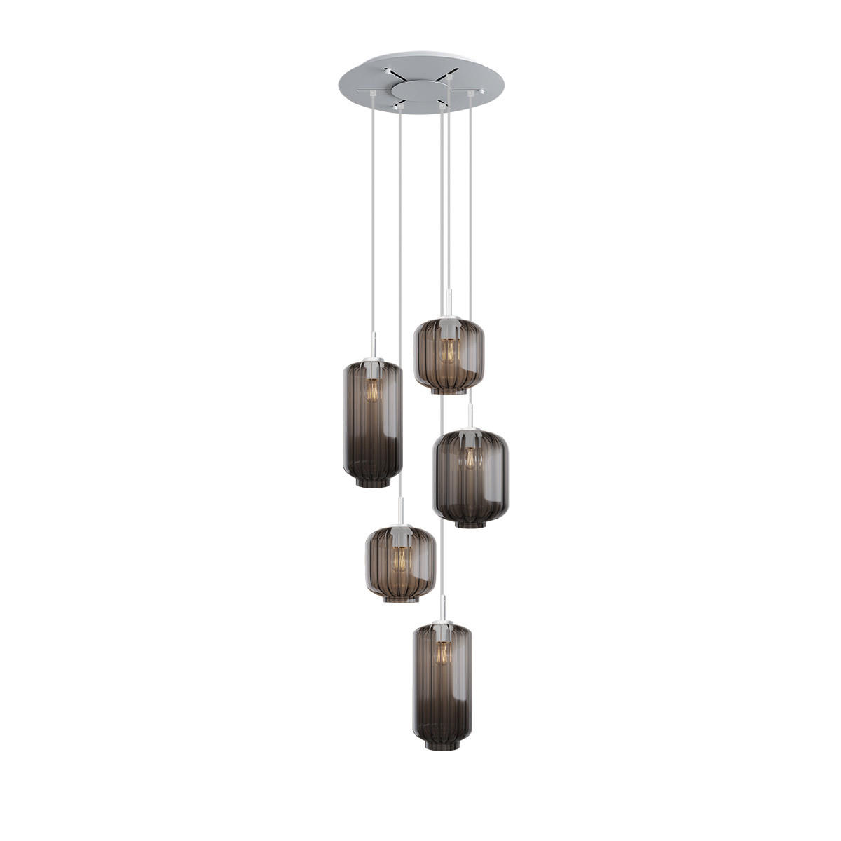 GALERIELEUCHTE Velo 5-flammig Rauch Ø 18/20/25cm - Anthrazit/Weiß, Glas (25/25/27cm) - s.luce