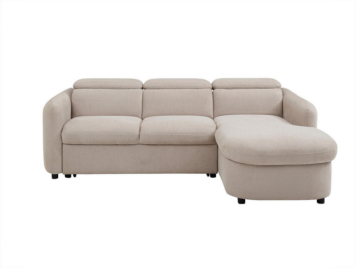 ECKSOFA - Ecke rechts - Schlafsofa - Stoff - Beige - RAVIELA - Beige, Textil (238/186cm) - Vente-Unique
