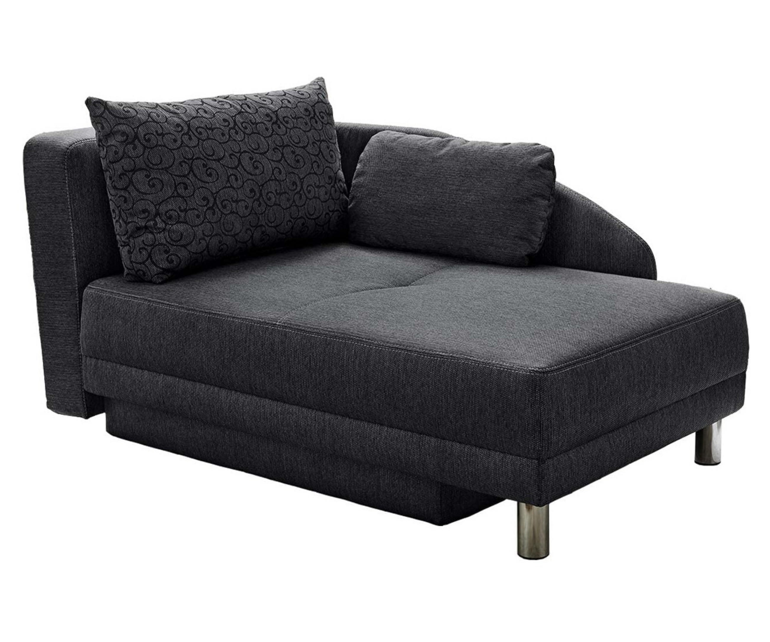 RÉCAMIERE-SCHLAFSOFA mit Bettkasten, Federkern, seitenverkehrt montierbar 149/90/80 cm, Liegefläche 200/84 cm, Webstoff Anthrazit / 15121 - Chromfarben/Anthrazit, Textil/Metall (149/80/90cm) - luma-home