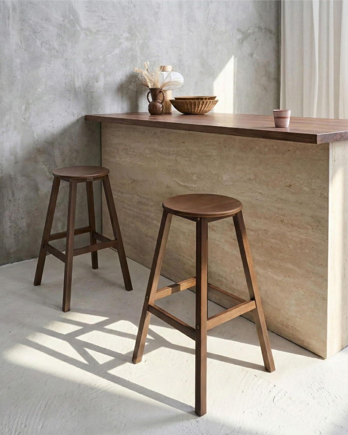 SCAUNE DE BAR set de 2 maro Ancelle - maro închis, lemn (40/65/40cm) - Beliani