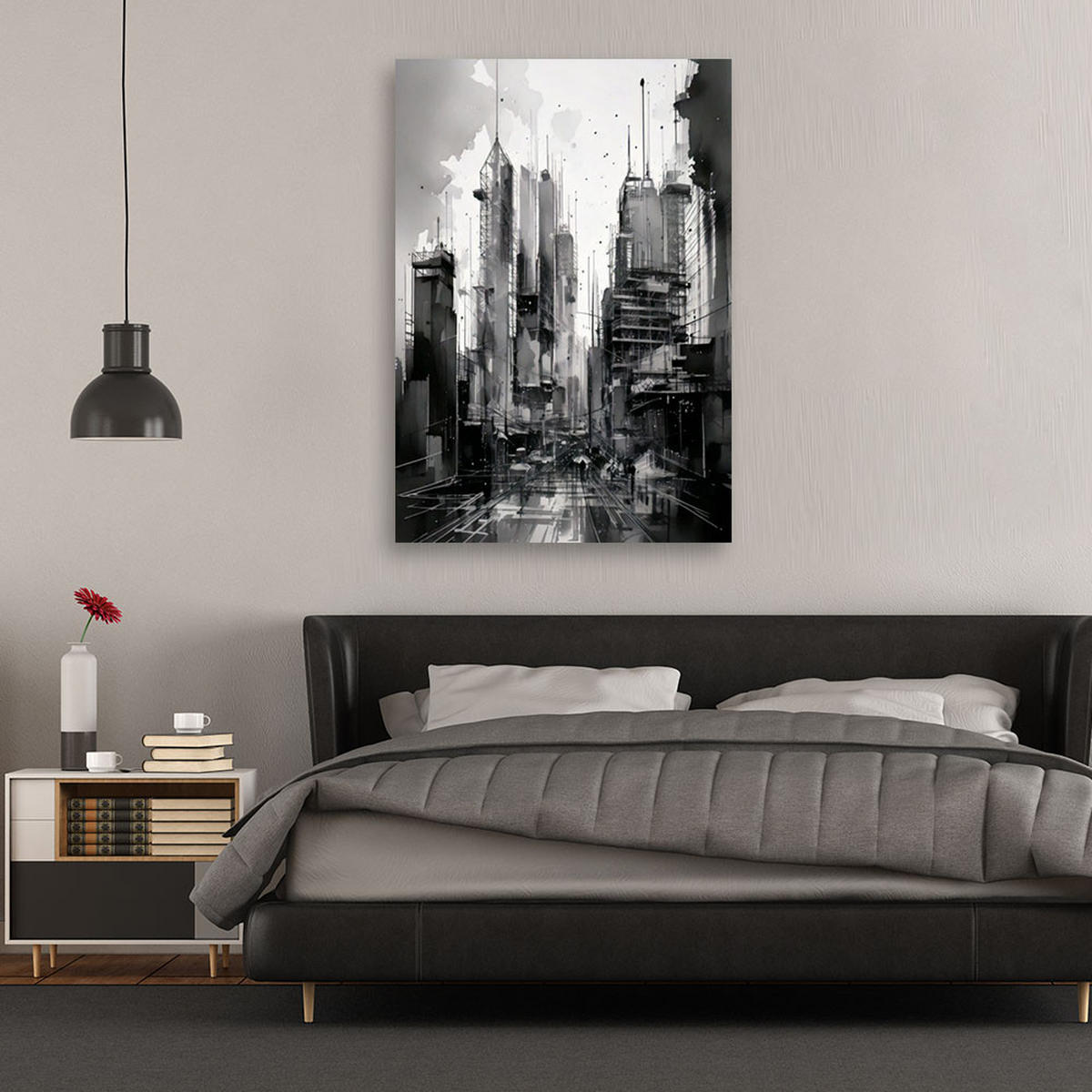 LEINWANDBILD Abstraktion 70x100cm - Schwarz, Textil (70/100cm) - Feeby