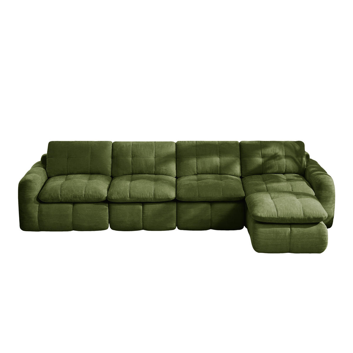 ECKSOFA DE-34464 4-Sitzer L-Form mit Ottoman Grün - Grün, Textil (160/334cm) - ComfortXL