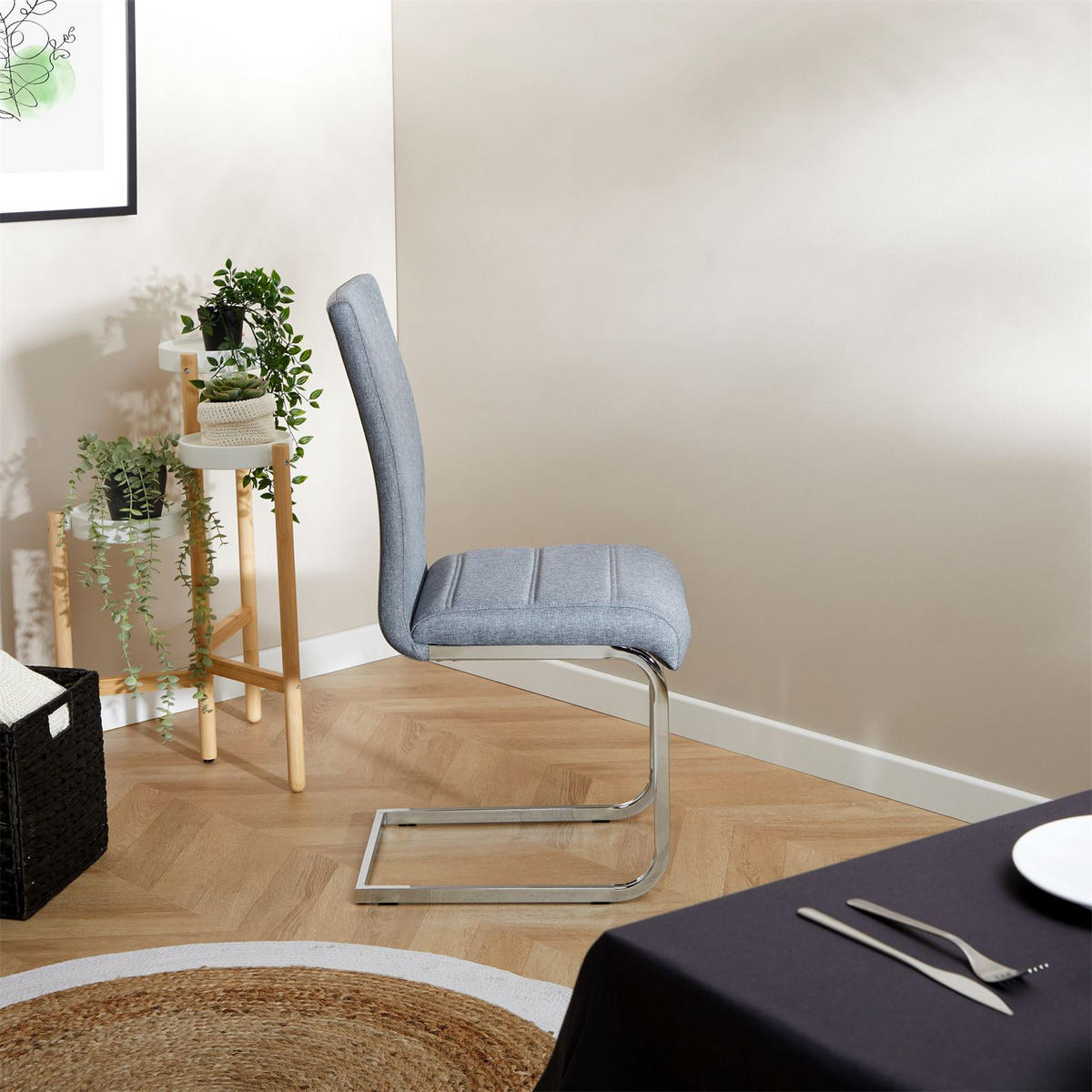 SCHWINGSTUHL LETICIA 4ER-SET - Grau, Textil (42/96/57cm) - IDIMEX