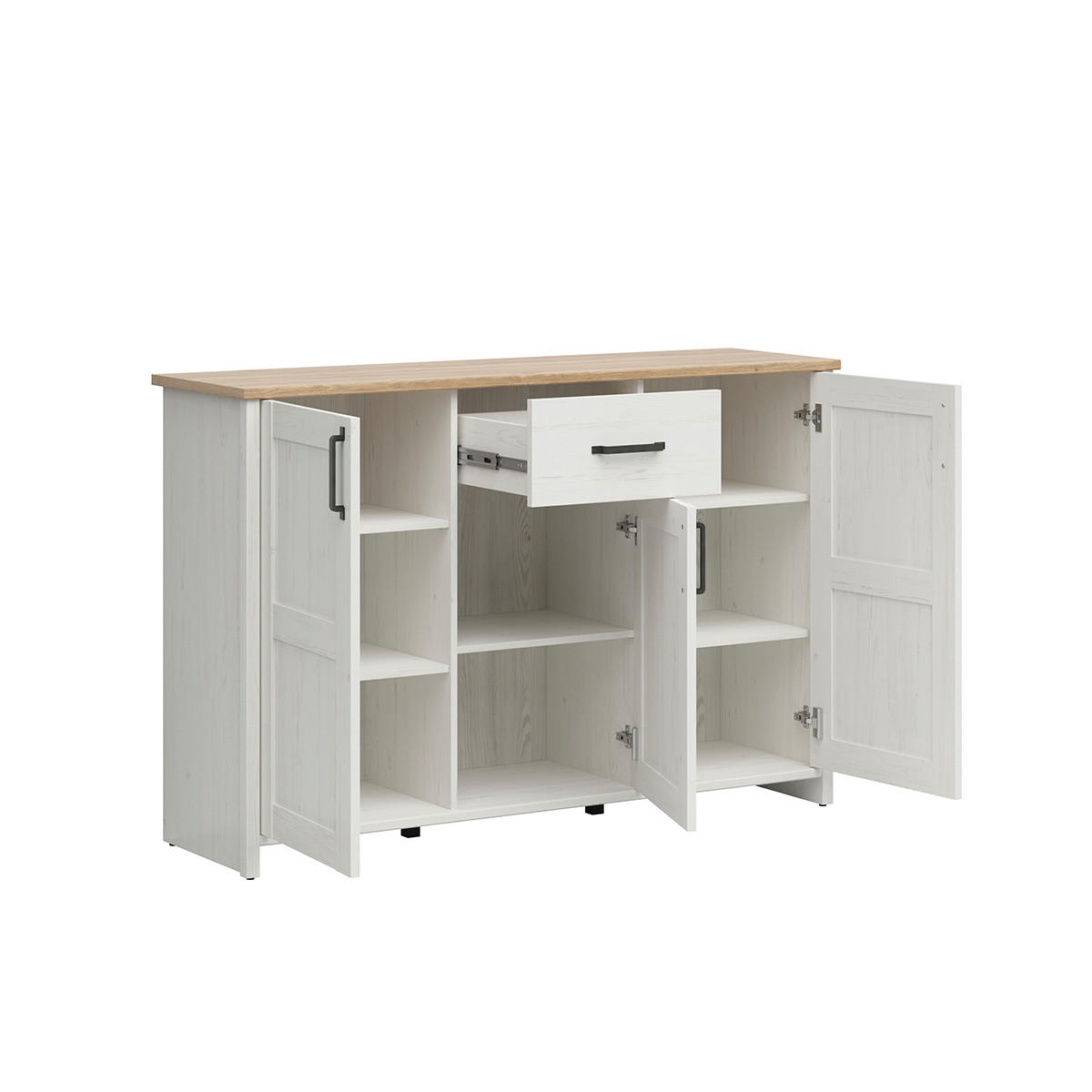 SIDEBOARD Aksel Weiß und Holz - Weiß, Holzwerkstoff (148/99/43cm) - Petits-meubles