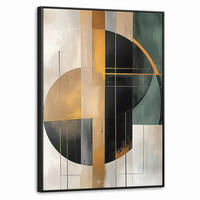 LEINWAND Bilder mit Rahmen - Abstrakt - Gold - Bronze - Grün - Formen - Modern - 70x100 - Multicolor, Textil (70/100cm) - MuchoWow
