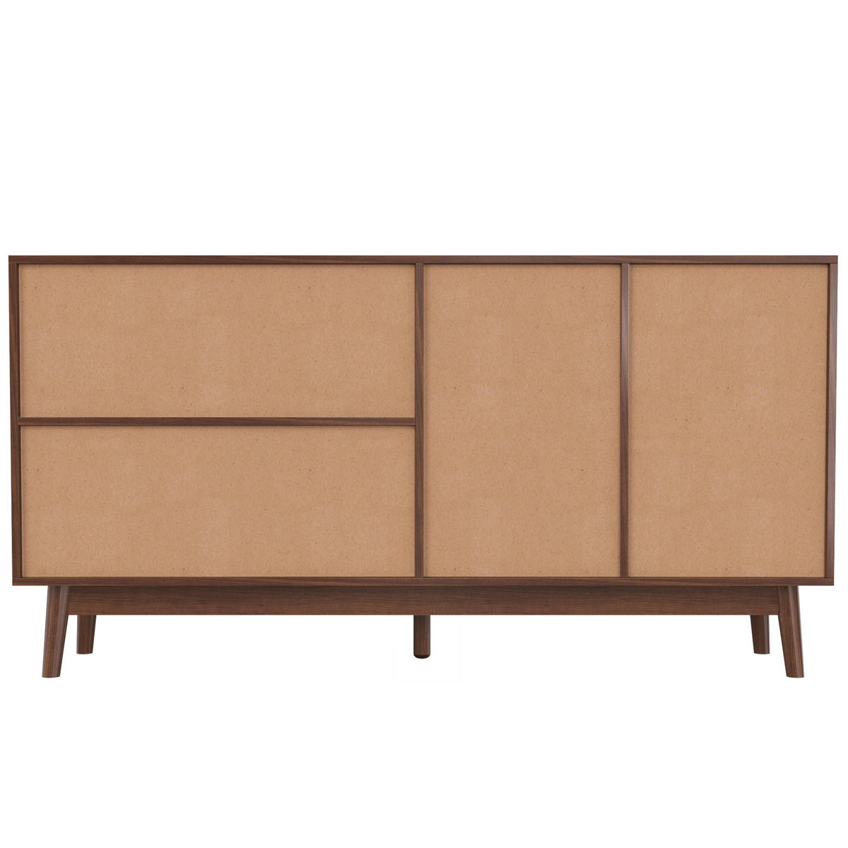 SIDEBOARD 155/38/80 cm,3 Schiebetüren,2 Schubladen,Ratten Retro-Design,Braun - Braun, Holz (155/80/38cm) - LVHOM