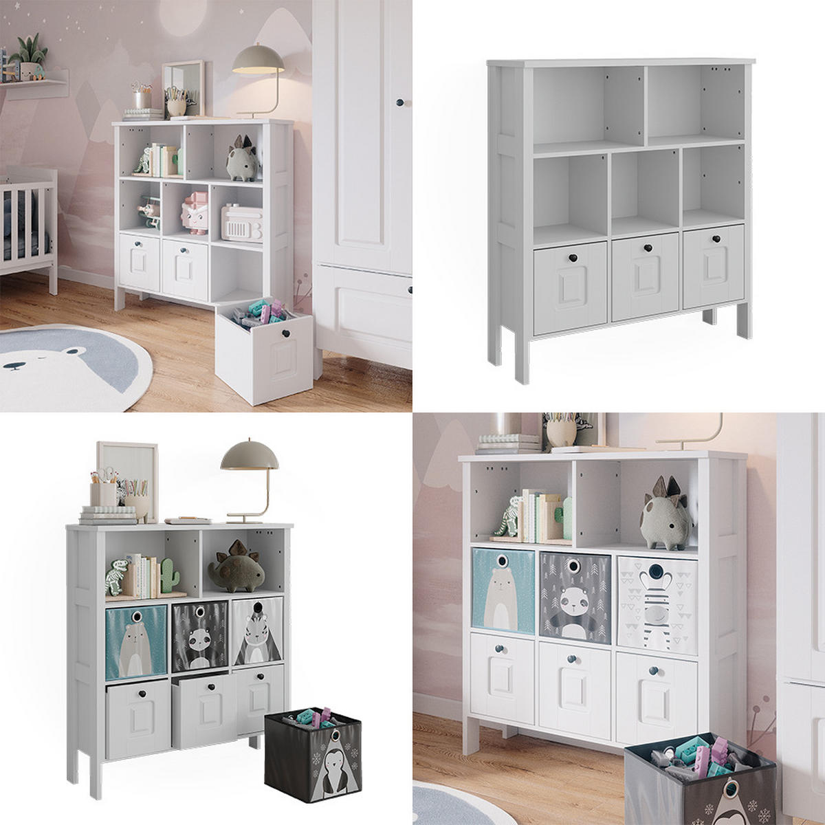 KINDERREGAL Ajaton Weiß 103.6 x 113.4 cm - Weiß, Holzwerkstoff (103.6/113.4/32.6cm) - VitaliSpa