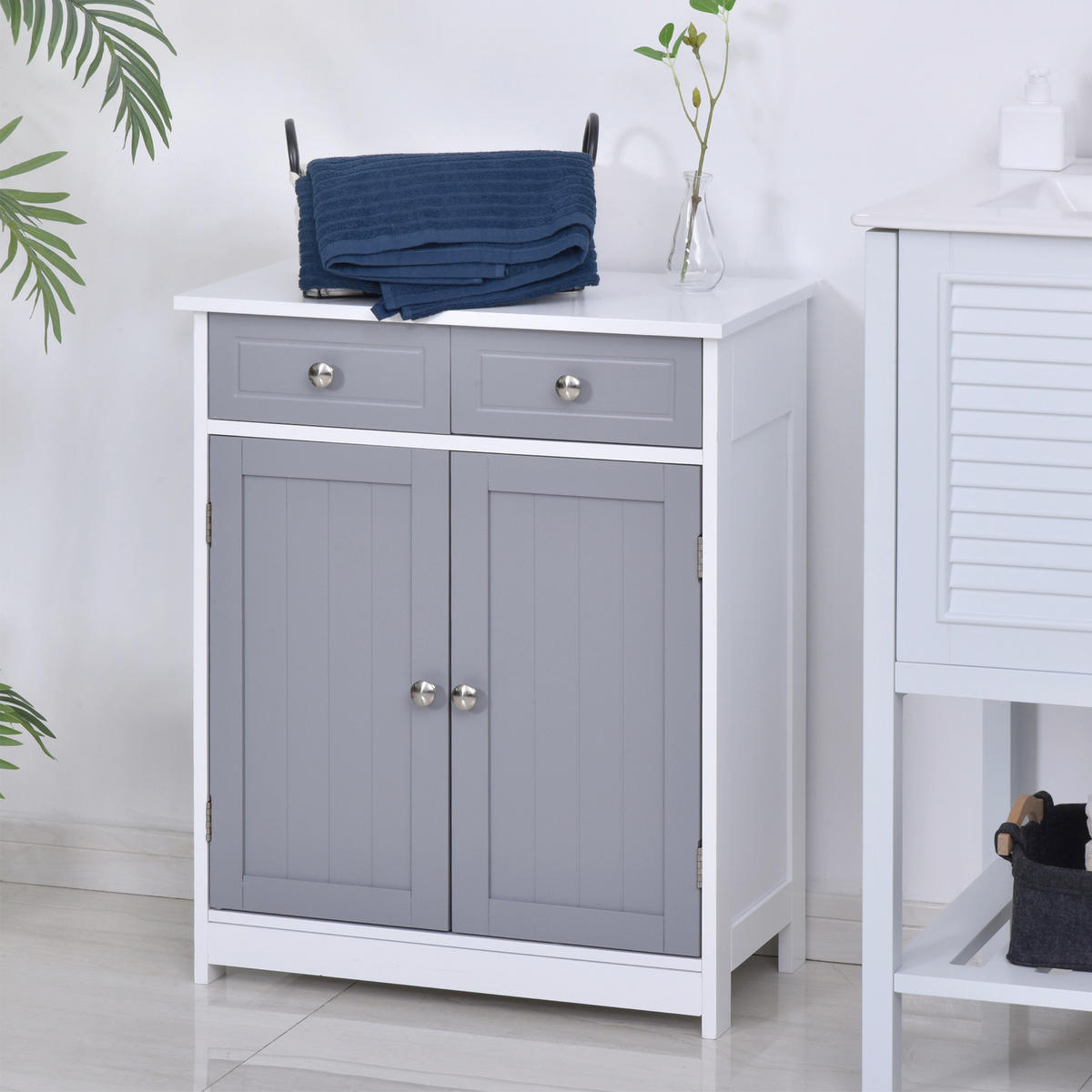MIDISCHRANK DE-17310 mit 2 Schubladen & verstellbarem Regal Grau - Grau, Holzwerkstoff (30/75/60cm) - ComfortXL