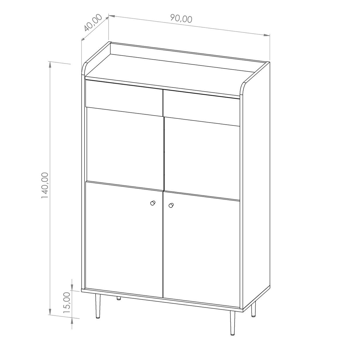 VITRINE Vasilia mit 2 Türen 90 cm, Brandy Castello - Eichefarben, Holzwerkstoff (90/160/40cm) - Beautysofa