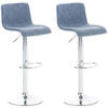 BARHOCKER 2er-Set BERLIN Blau Stoff - Blau, Textil/Metall (39/84/36cm) - DELUKE