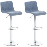 BARHOCKER 2er-Set BERLIN Blau Stoff - Blau, Textil/Metall (39/84/36cm) - DELUKE