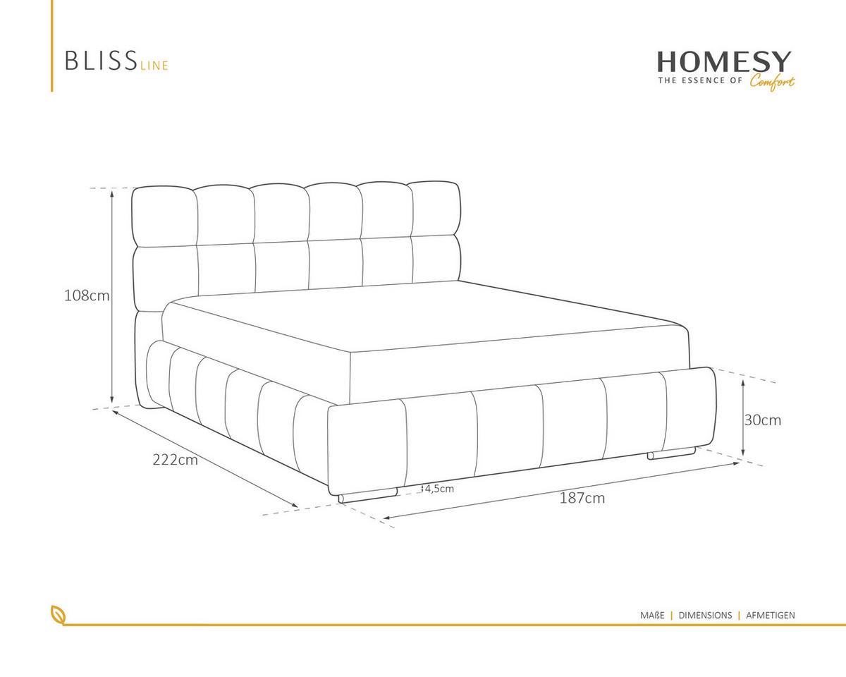 POLSTERBETT Bliss 160 x 200 cm mit Bettkasten und Lattenrost, Taschenfederkernmatratze 19cm - hellgrau - Hellgrau, Holz (160/200cm) - Homesy