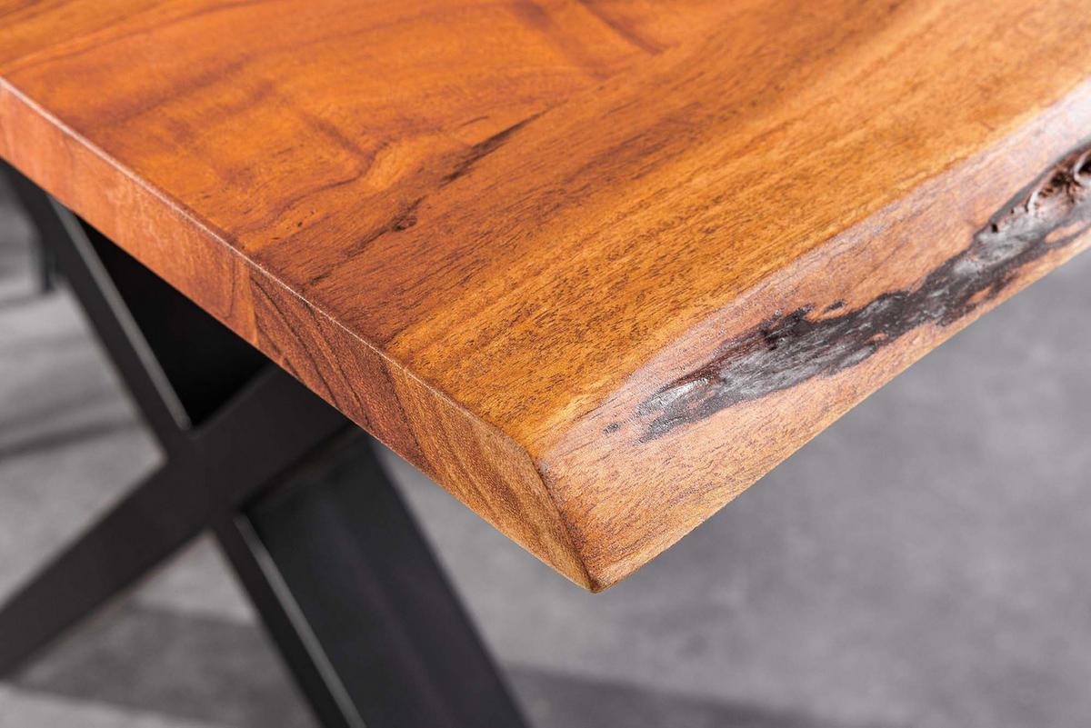 ESSTISCH MAMMUT NATURE Akazie 180cm - Schwarz/Braun, Holz/Metall (90/180/77cm) - riess-ambiente